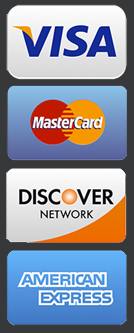 We accept Visa Mastercard and Discover